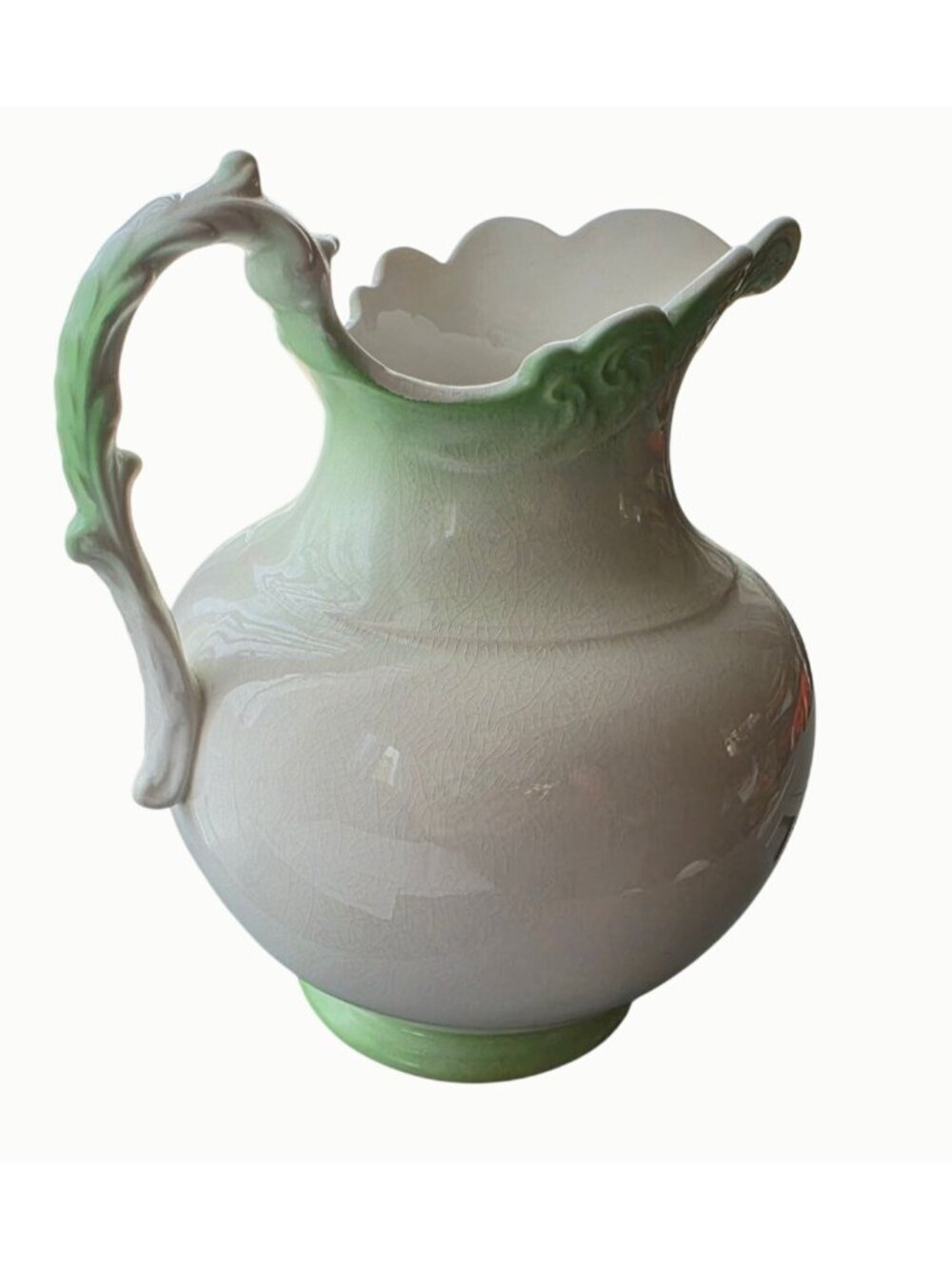 Antique K.T. & K. Semi Vitreous Porcelain 3 Pc Wash Set Pitcher Covered Bowl - Picture 4 of 16